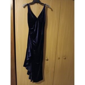 Womens Cider Dark Navy Blue Velvet/Velour Flared Dress Size S